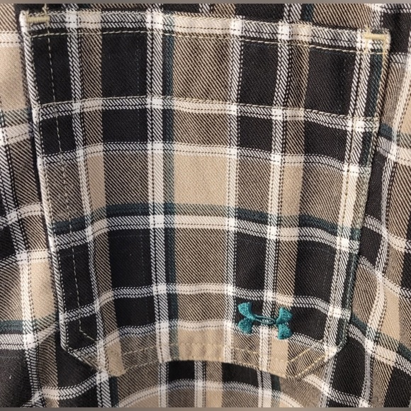 Under Armour Men's Large Plaid Long Sleeve Button Down Shirt -Tan/Brown/Green - Picture 8 of 13